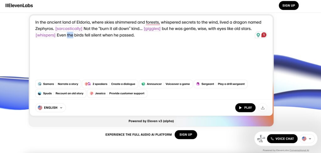 ElevenLabs AI Voice Generator tool