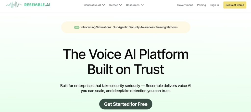 Resemble.ai allows users to build and train custom voice voices
